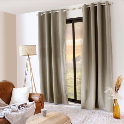 LOT de 2 Rideaux Thermique, 135x240cm, Collection Glacier, CMADECO - Beige