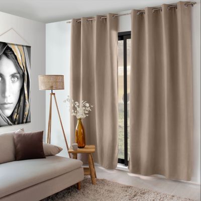 Lot de 2 Rideaux Thermique avec Œillets, 135x240cm, 100% polyester, Collection Nordica, CMADECO - Beige