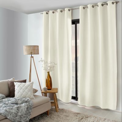 Lot de 2 Rideaux Thermique avec Œillets, 135x240cm, 100% polyester, Collection Nordica, CMADECO - Blanc