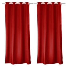 Lot de 2 rideaux thermique avec œillets, rouge, 135x180cm, 100% polyester, collection Glacier, CMADECO