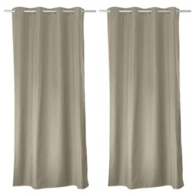 Lot de 2 rideaux thermique avec oeillets, beige naturel, 135x240cm, collection Glacier, CMADECO