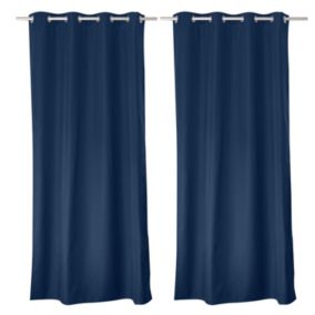Lot de 2 rideaux thermique avec oeillets, bleu marine, 140x240cm, 100% polyester, collection Glacier, CMADECO