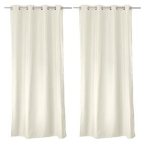 Lot de 2 rideaux thermique avec oeillets, écru, 135x180cm, 100% polyester, collection Glacier, CMADECO