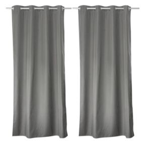 Lot de 2 rideaux thermique avec oeillets, gris, 135x240cm, collection Glacier, CMADECO