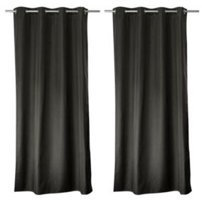 Lot de 2 rideaux thermique avec oeillets, gris foncé, 135x180cm, 100% polyester, collection Glacier, CMADECO