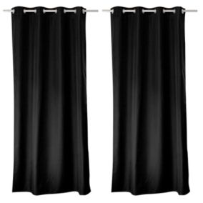 Lot de 2 rideaux thermique avec oeillets, noir, 135x240cm, collection Glacier, CMADECO