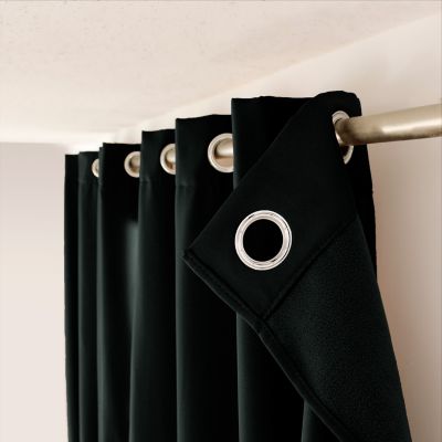 Lot de 2 rideaux thermique avec oeillets, noir, 135x240cm, collection Glacier, CMADECO