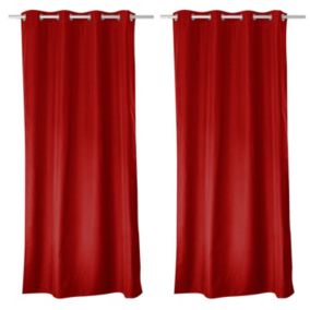 Lot de 2 rideaux thermique avec oeillets, rouge, 135x240cm, collection Glacier, CMADECO