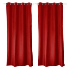 Lot de 2 rideaux thermique avec oeillets, rouge, 140x180cm, 100% polyester, collection Glacier, CMADECO