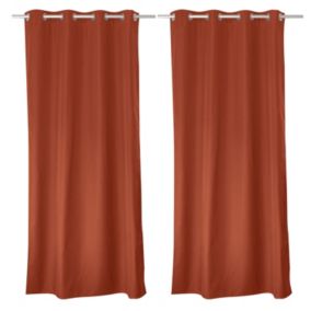 Lot de 2 rideaux thermique avec oeillets, terre cuite, 135x180cm, 100% polyester, collection Glacier, CMADECO