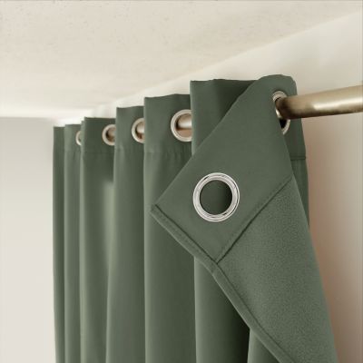 Lot de 2 rideaux thermique avec oeillets, vert gris, 135x180cm, 100% polyester, collection Glacier, CMADECO
