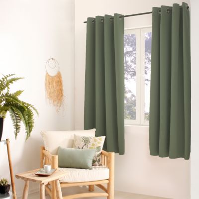 Lot de 2 rideaux thermique avec oeillets, vert gris, 135x180cm, 100% polyester, collection Glacier, CMADECO