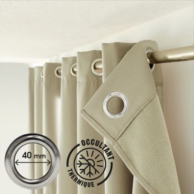 Lot de 2 rideaux thermique avec oeillets, vert gris, 135x180cm, 100% polyester, collection Glacier, CMADECO