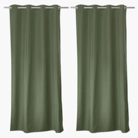 Lot de 2 rideaux thermique avec oeillets, vert gris, 135x240cm, collection Glacier, CMADECO