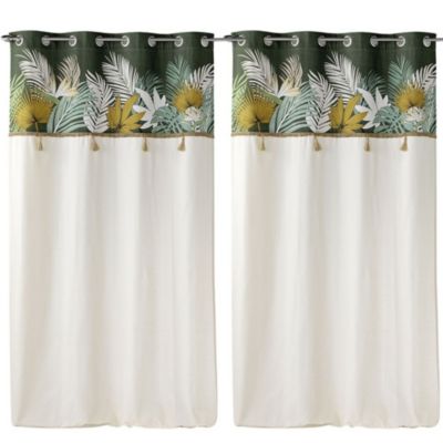 Lot de 2 rideaux Tropilia - kaki 140 x 240 cm - Douceur d'Intérieur - Rideau  140 x 240