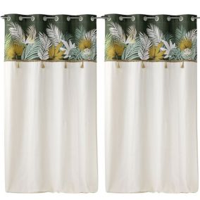 Lot de 2 rideaux Tropilia - kaki 140 x 240 cm - Douceur d'Intérieur