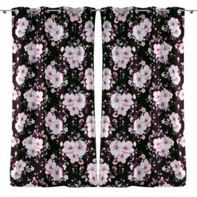 Lot de 2 rideaux Velvet Flower Douceur d'intérieur - Noir 140 x 240 cm - 140 x 240  Douceur d'Intérieur