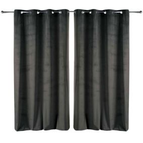 Lot de 2 rideaux Velvetine - Anthracite 140 x 280 cm - Douceur d'Intérieur