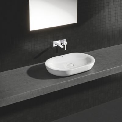 Lot de 2 robinets lavabo mural  GROHE Lineare M chromé + corps encastré