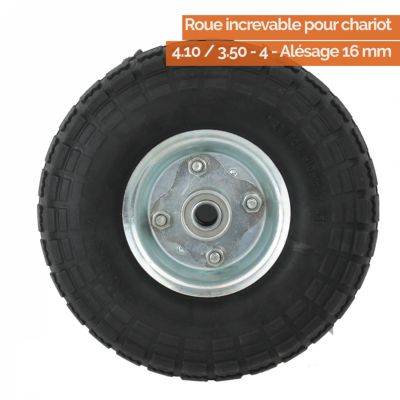 Lot de 2 roues increvables pour chariot 25 x 8 cm - Axe 16 mm  - Linxor