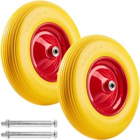 Lot de 2 roues pour brouette caoutchouc plein en caoutchouc plein avec jante en acier Anti-crevaison