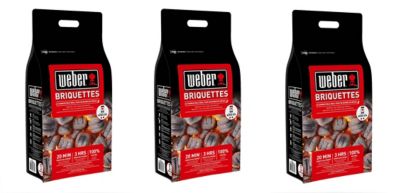 Lot de 2 sacs Briquettes de charbon de bois Weber 4kg + 1 gratuit