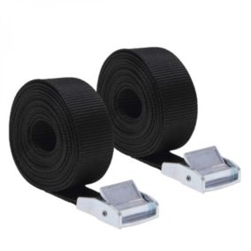 Lot de 2 sangles d'arrimage avec boucle - 25 mm x 2,5 m - Noir - Linxor