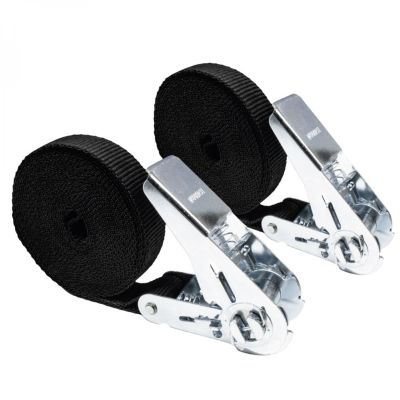 Lot de 2 sangles d'arrimage à cliquet - 25 mm x 5 m - Noir - Linxor