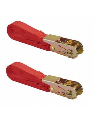 Lot de 2 sangles de serrage, 5m, à cliquet, rouge - THIRARD