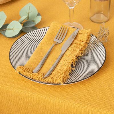 Lot de 2 serviettes de table "Maha" jaune moutarde 40x40cm - Atmosphera Créateur d'intérieur
