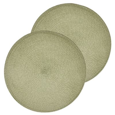 Lot de 2 sets de table tressés ronds Vert, H. 0.1 cm, TRESSE