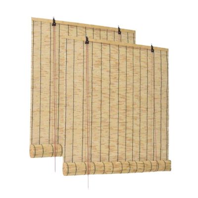 Lot de 2 Store de fenêtre en Bambou avec enroulement manuel, protection vie privée et brise-vue-Longueur 100 x Hauteur 180 cm