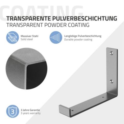 Lot de 2 support d'Etagere murale équerre fixation en métal gris