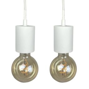 Lot de 2 suspensions lumineuses en béton blanc - CALO 5225