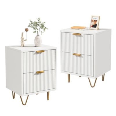 Lot De 2 Table de Chevet, Table de Nuit avec 2 tiroir en Bois Moderne pour Chambre à Coucher, Salon