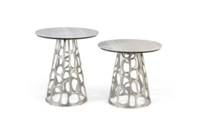 Lot de 2 tables basses avec plateau circulaire en marbre