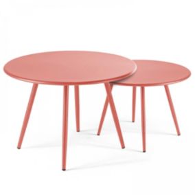 Lot de 2 tables basses de jardin en acier argile 50 cm Palavas  Oviala