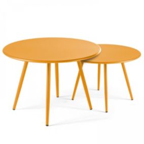 Lot de 2 tables basses de jardin en acier jaune Palavas  Oviala