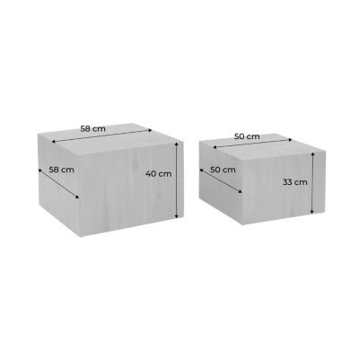 Lot de 2 tables basses effet marbre gris PAROS.  L 58 x l 58 x H 40cm / L 50 x l 50 x H 33cm