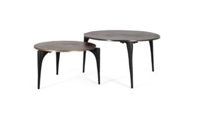 Lot de 2 tables basses en aluminium doré et noir