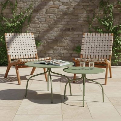 Lot de 2 tables basses gigognes de jardin vert sauge  Oviala