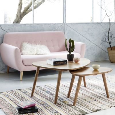 Lot de 2 tables basses gigognes en bois massif