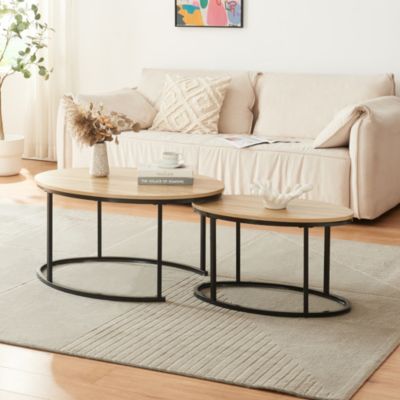 Lot de 2 tables basses gigognes Niederlande de tailles différentes noir effet chêne en.casa
