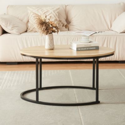 Lot de 2 tables basses gigognes Niederlande de tailles différentes noir effet chêne en.casa