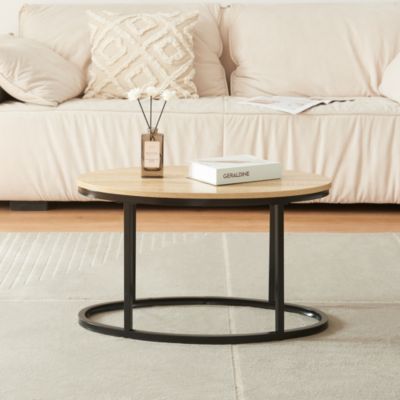Lot de 2 tables basses gigognes Niederlande de tailles différentes noir effet chêne en.casa