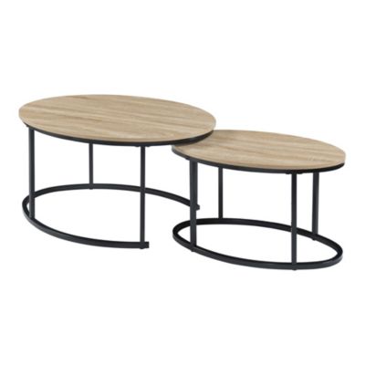 Lot de 2 tables basses gigognes Niederlande de tailles différentes noir effet chêne en.casa