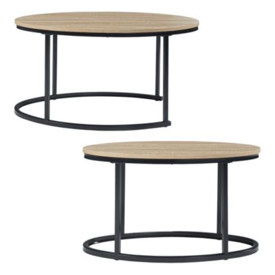 Lot de 2 tables basses gigognes Niederlande de tailles différentes noir effet chêne en.casa