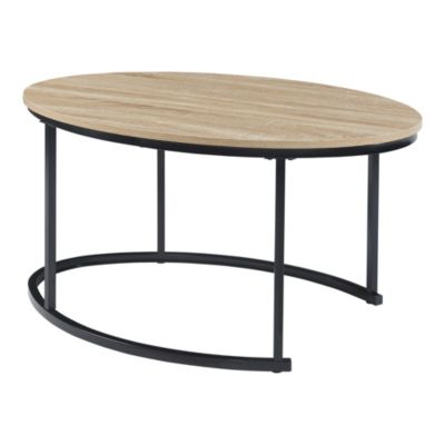 Lot de 2 tables basses gigognes Niederlande de tailles différentes noir effet chêne en.casa
