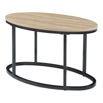 Lot de 2 tables basses gigognes Niederlande de tailles différentes noir effet chêne en.casa