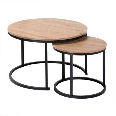 Lot de 2 Tables Basses Gigognes Rondes L70 cm - LENNY